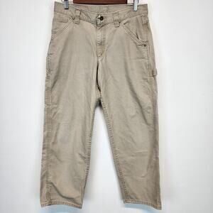 Vintage Lee Dungarees Carpenter Pants Size 31x30 Light Khaki Workwear Skater USA
